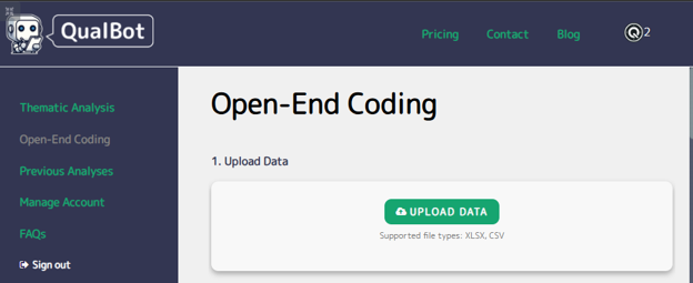 Upload your data file interface